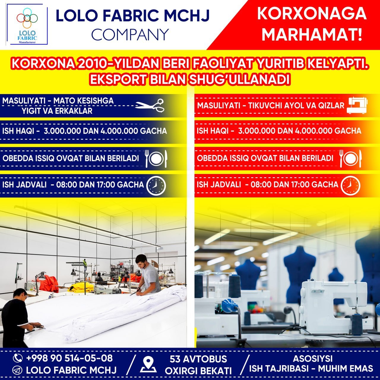 LOLO FABRIC.  MCHJ - Изображение #1, Объявление #1738522